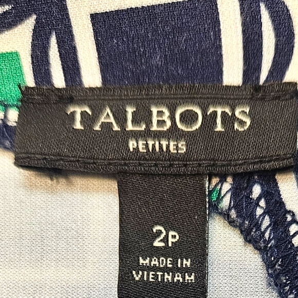 TALBOTS Women's Petite Blue & Green Geometric 1/2 Sleeve Mini Sheath Dress NWOT - Picture 9 of 14